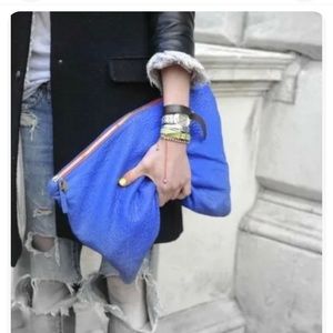 Clare V Oversized Leather Clutch in BLACK